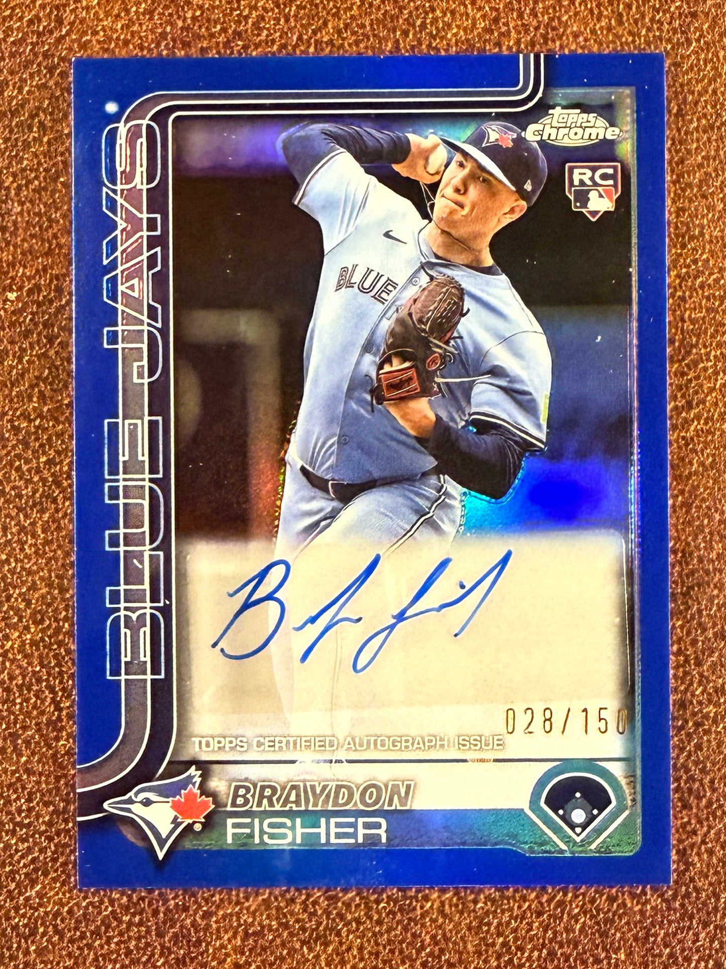 Braydon Fisher - 2025 Topps Chrome Update - Rookie BLUE AUTO /150 - Blue Jays