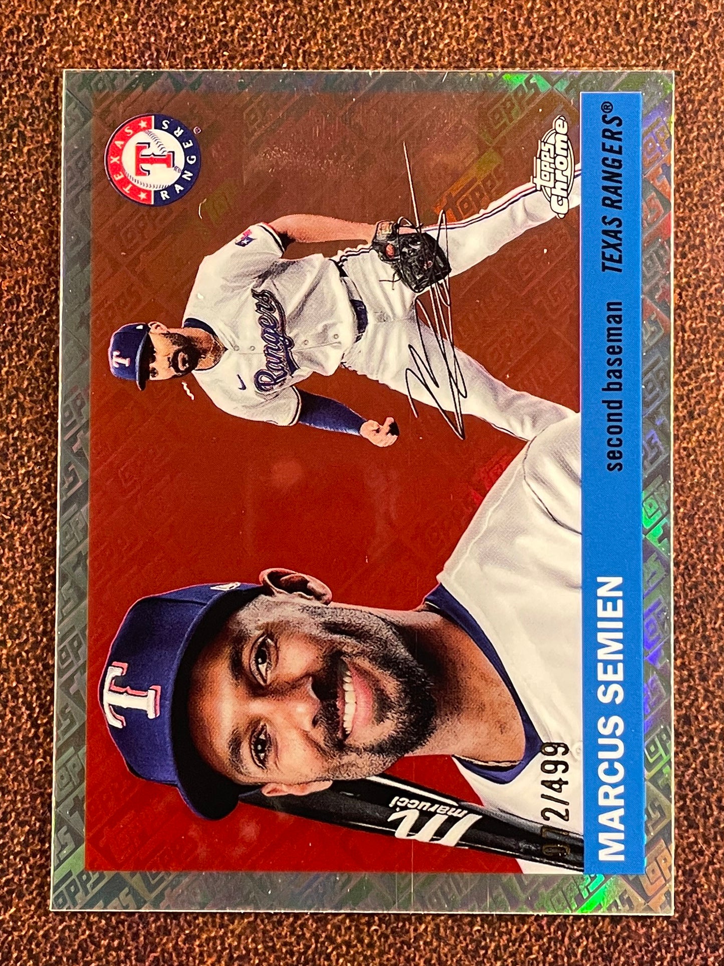 Marcus Semien - 2025 Topps Chrome Platinum - Topps Logo Refractor /499 - Rangers