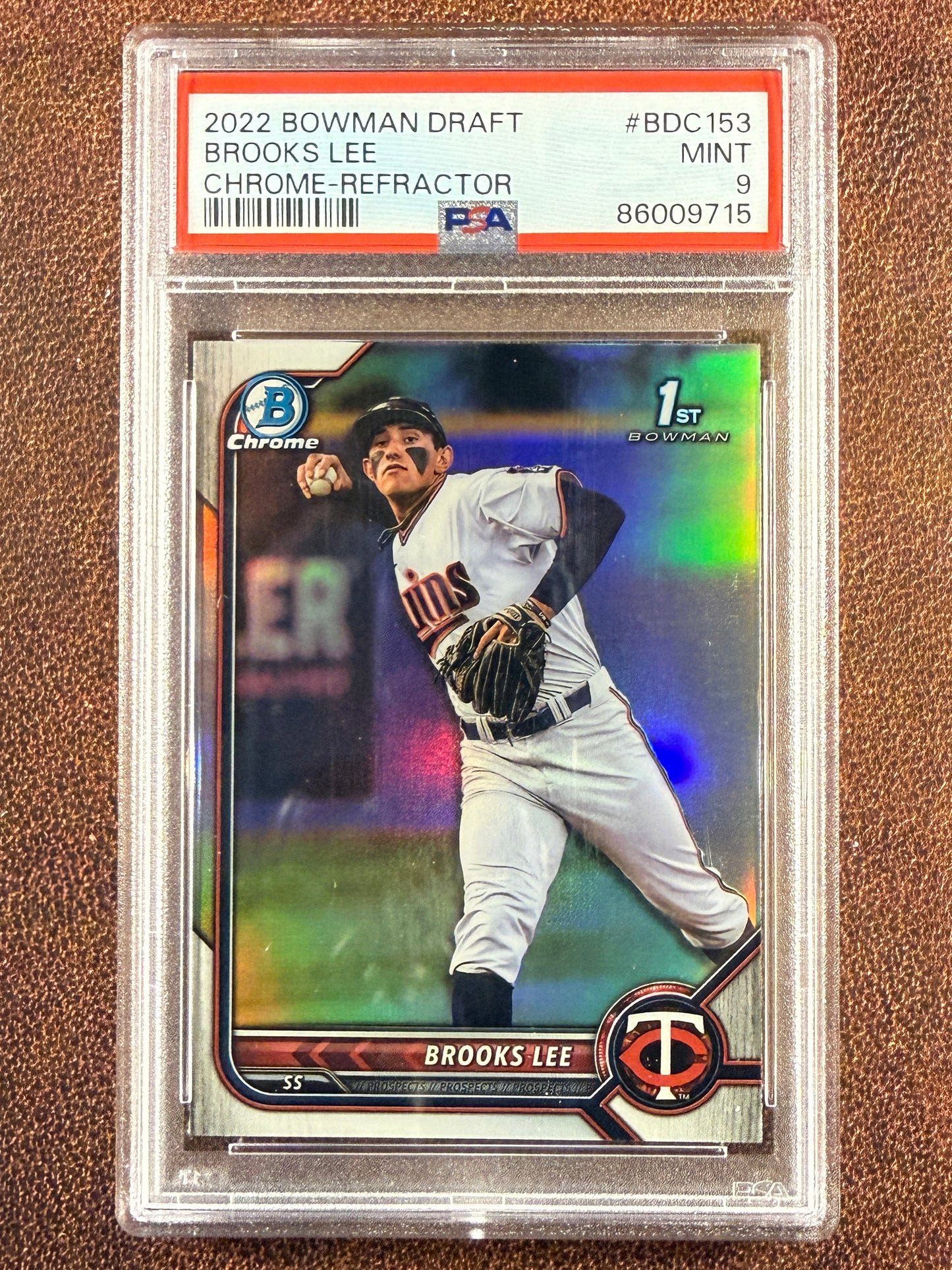 Brooks Lee - 2022 Bowman Draft - 1st Bowman Chrome Refractor (PSA 9) - Twins