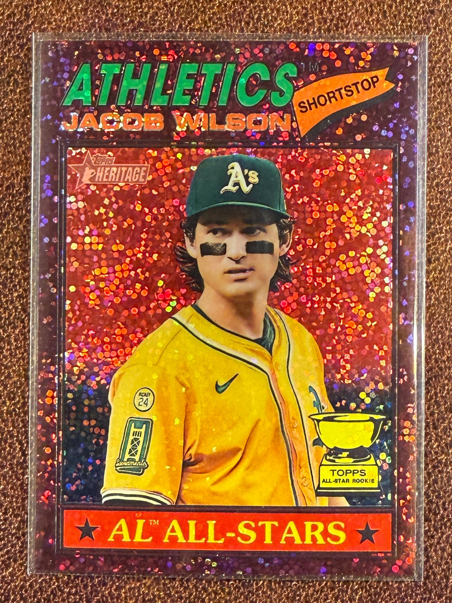Jacob Wilson - 2026 Topps Heritage - BURGUNDY Sparkle - Athletics