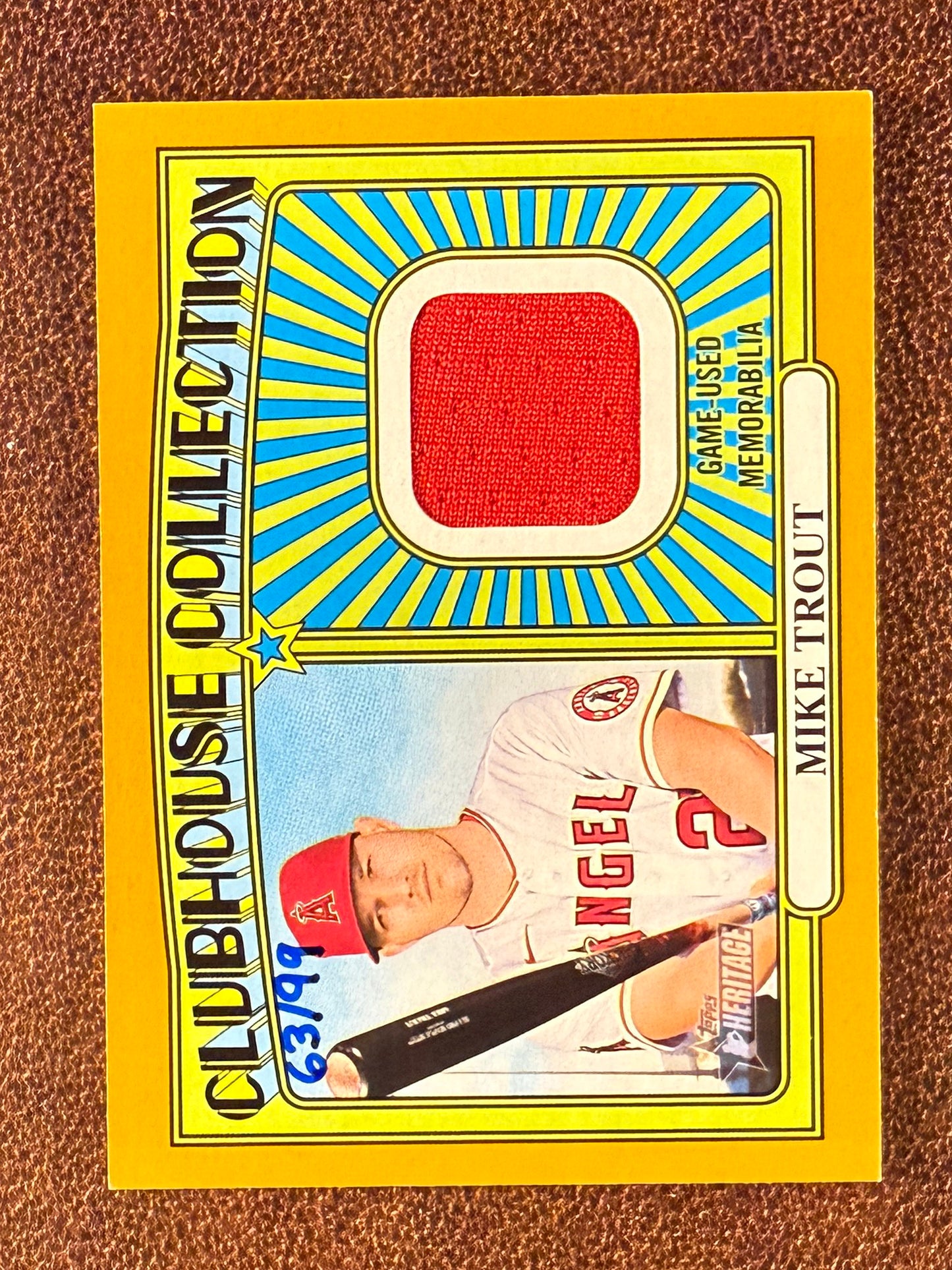 Mike Trout - 2021 Topps Heritage - GOLD Clubhouse Collection RELIC /99 - Angels