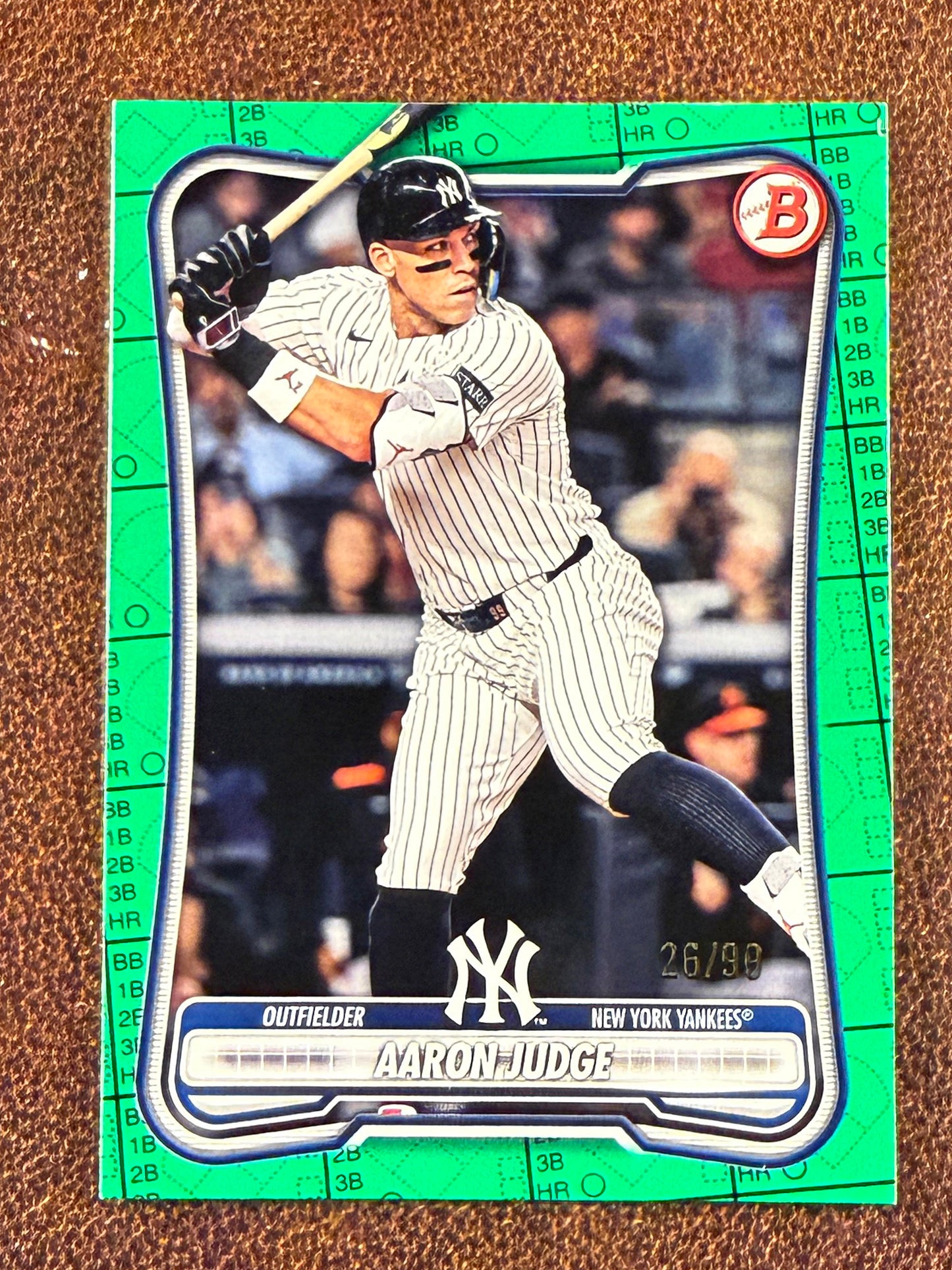 Aaron Judge - 2026 Bowman - GREEN Scorecard /99 (*Top Edge Whiting*) - Yankees
