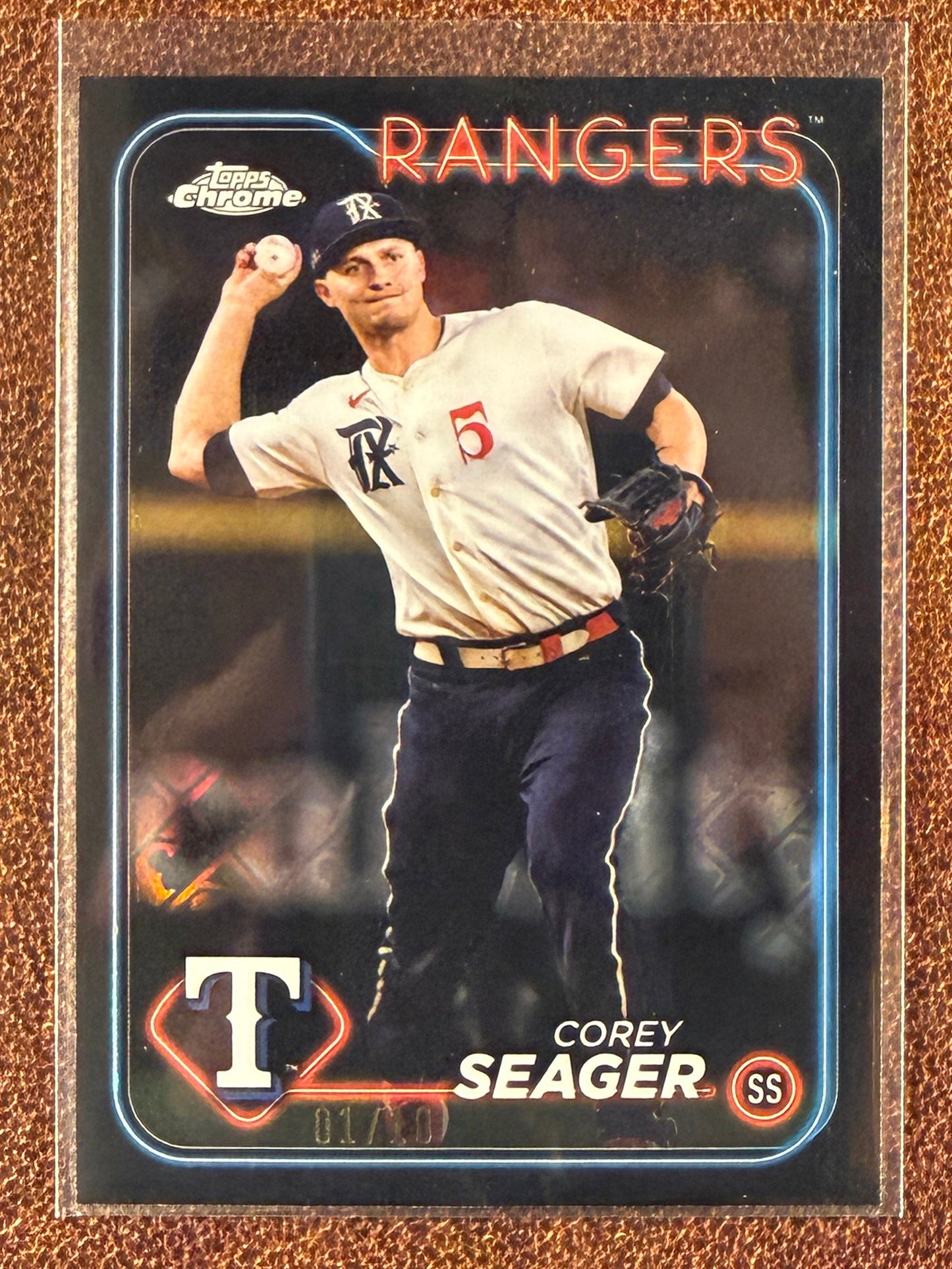 Corey Seager - 2024 Topps Chrome - Logofractor BLACK 1/10 - Rangers