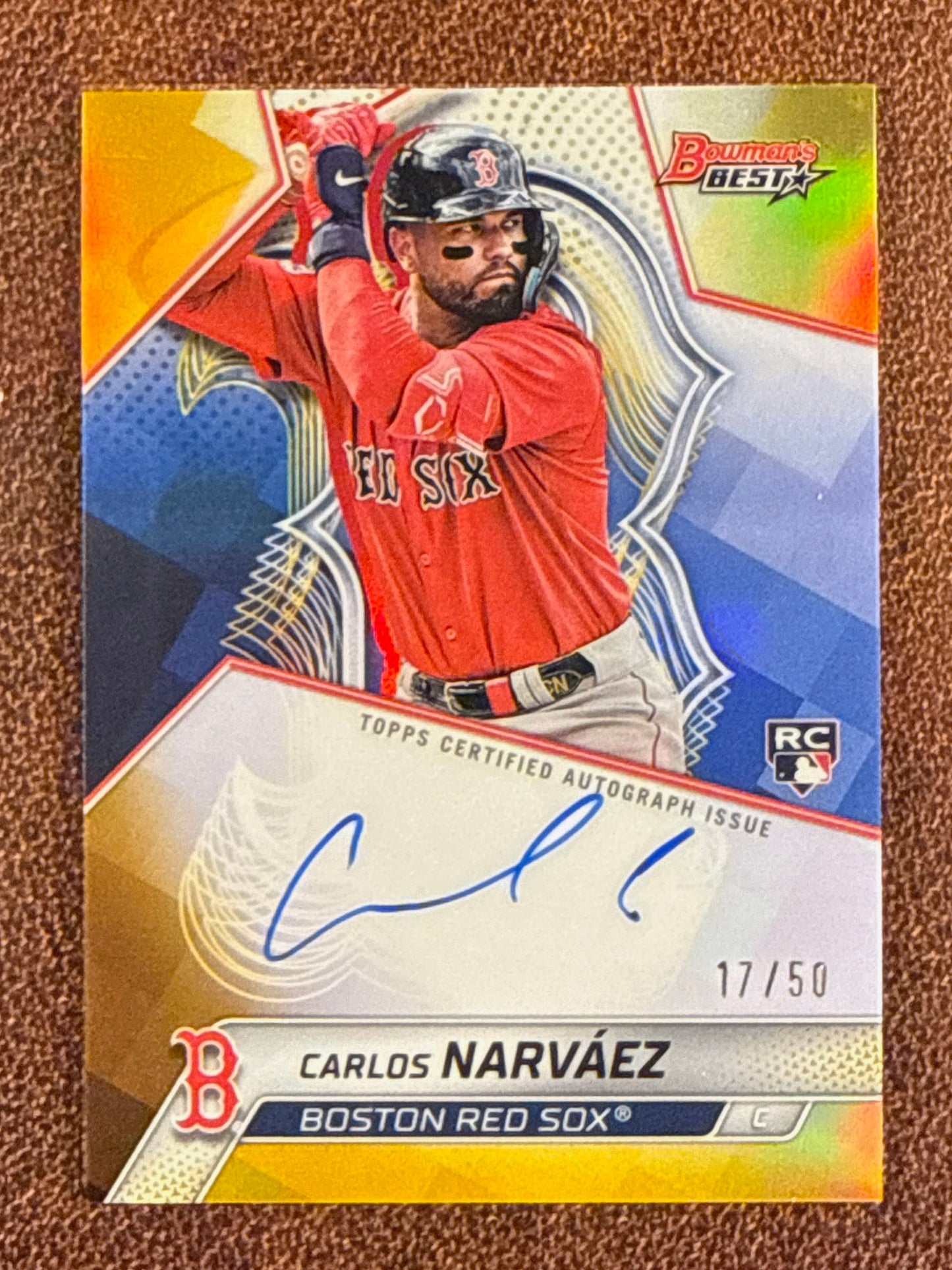 Carlos Narvaez - 2025 Bowman's Best - GOLD AUTO /50 - Red Sox