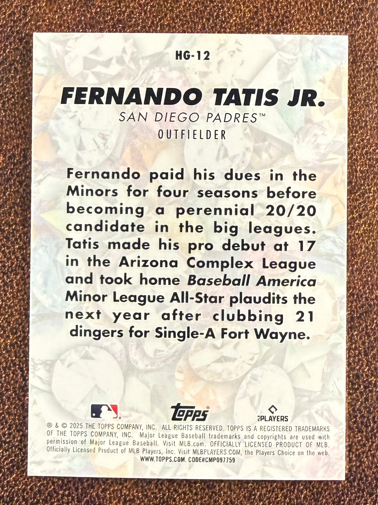 Fernando Tatis Jr. - 2025 Topps Chrome - Hidden Gems SSP - Padres