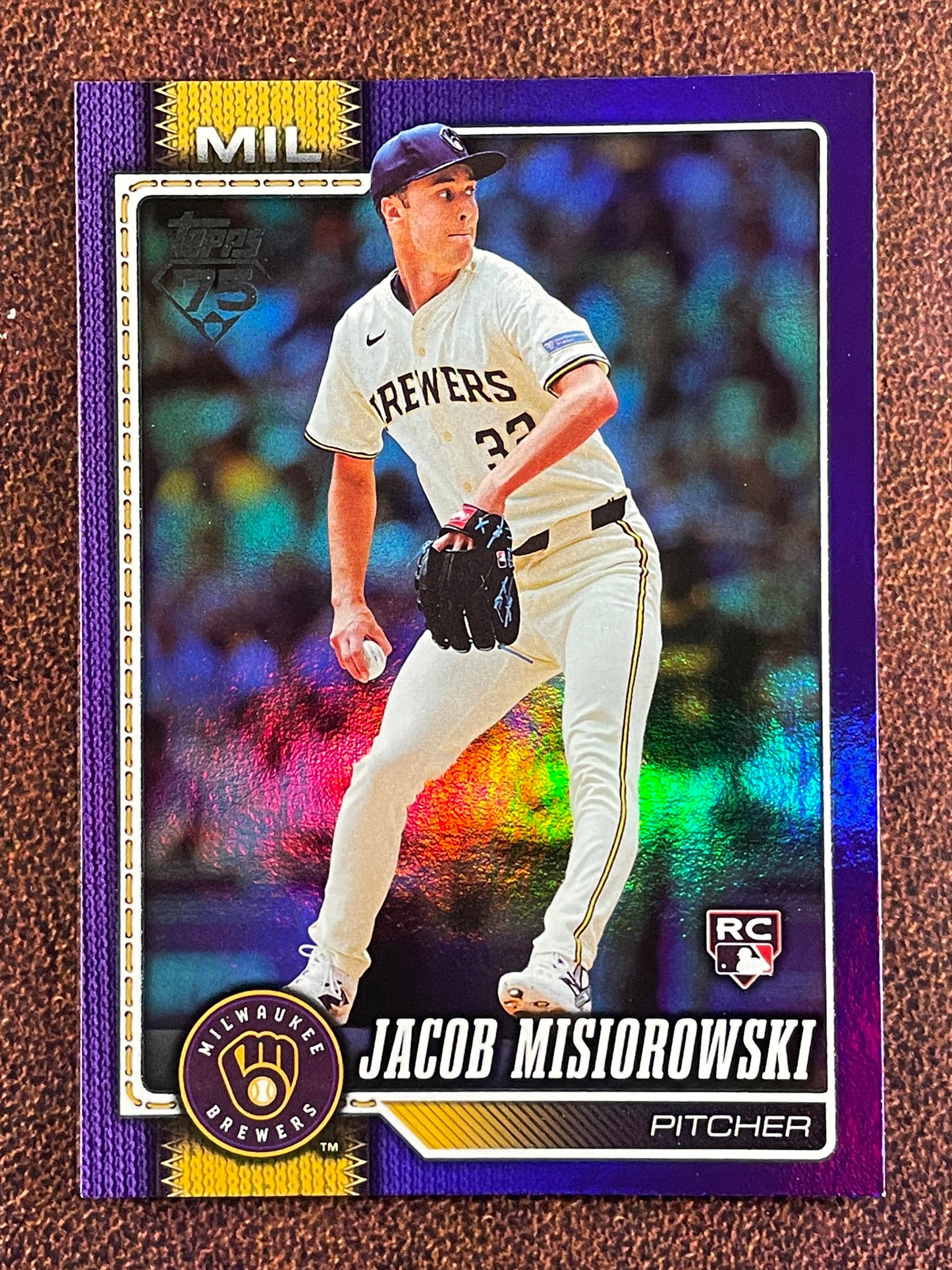 Jacob Misiorowski - 2026 Topps Series 1 - PURPLE Rookie Rainbowfoil /250 - Brewers