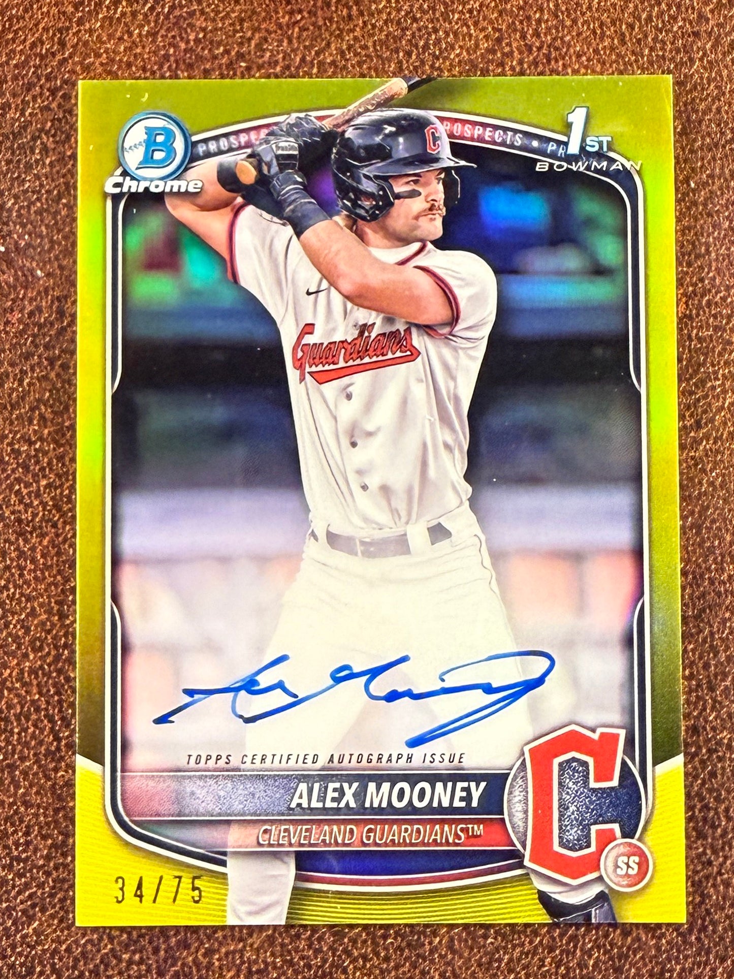 Alex Mooney - 2025 Bowman Chrome - YELLOW 1st Bowman AUTO /75 - Guardians