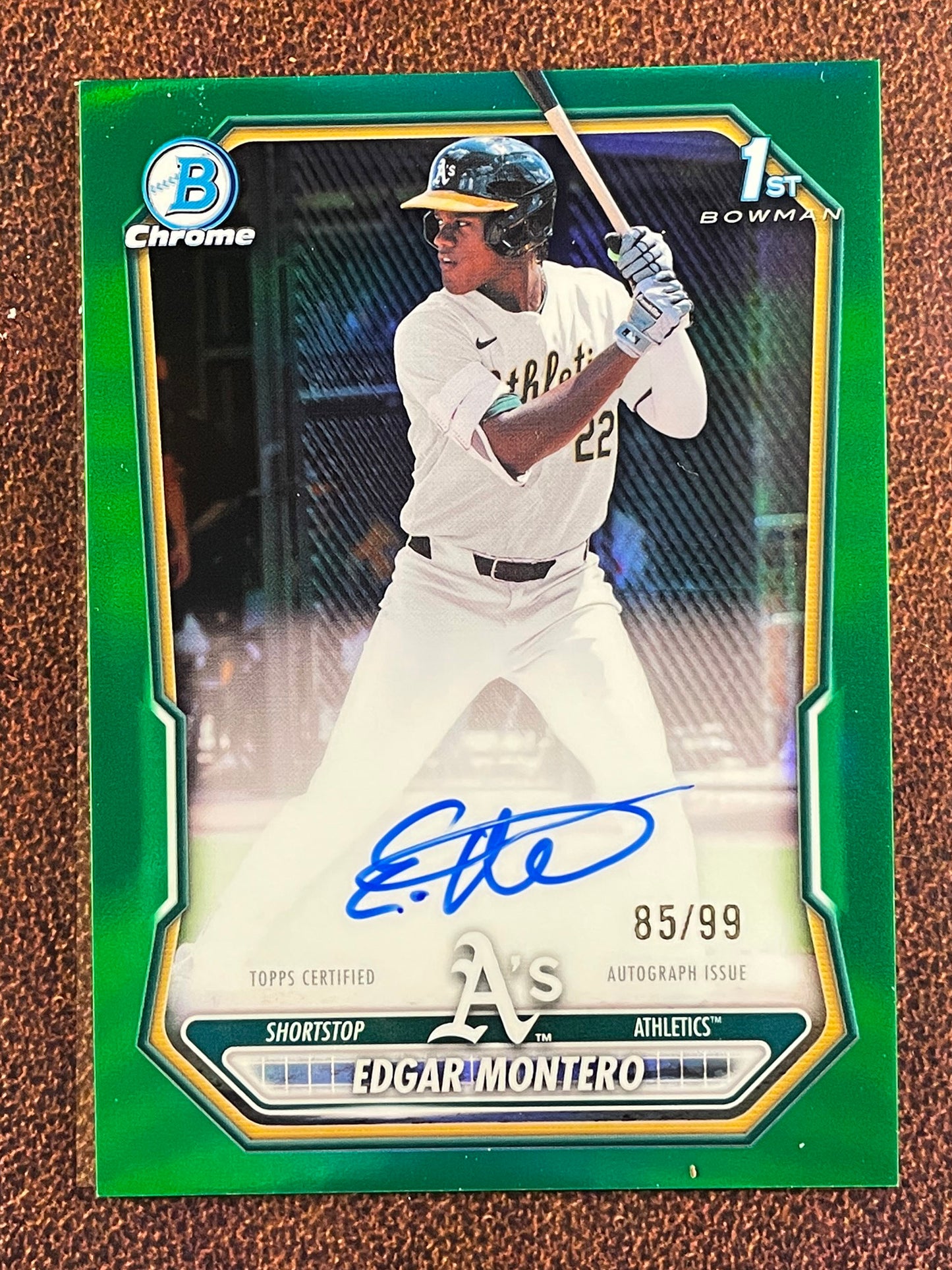 Edgar Montero - 2026 Bowman - GREEN 1st Bowman AUTO /99 - Athletics