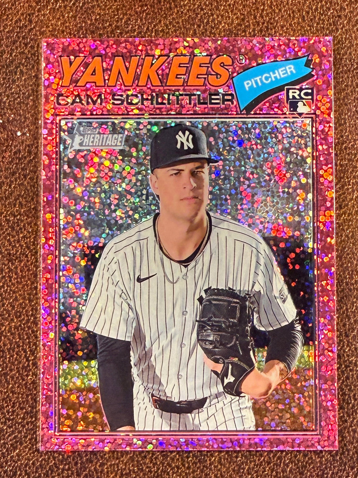 Cam Schlittler - 2026 Topps Heritage - PINK Sparkle Rookie - Yankees