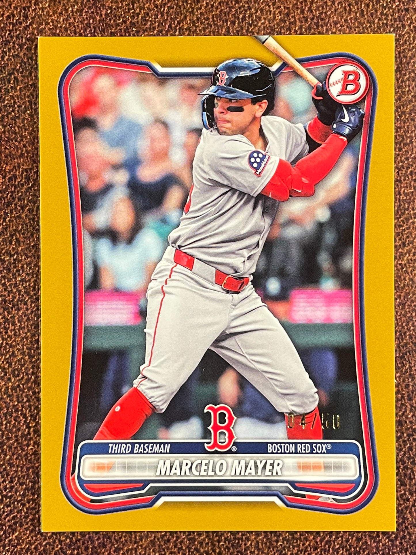 Marcelo Mayer - 2026 Bowman - GOLD Paper /50 (*Slight edge/corner whiting*) - Red Sox