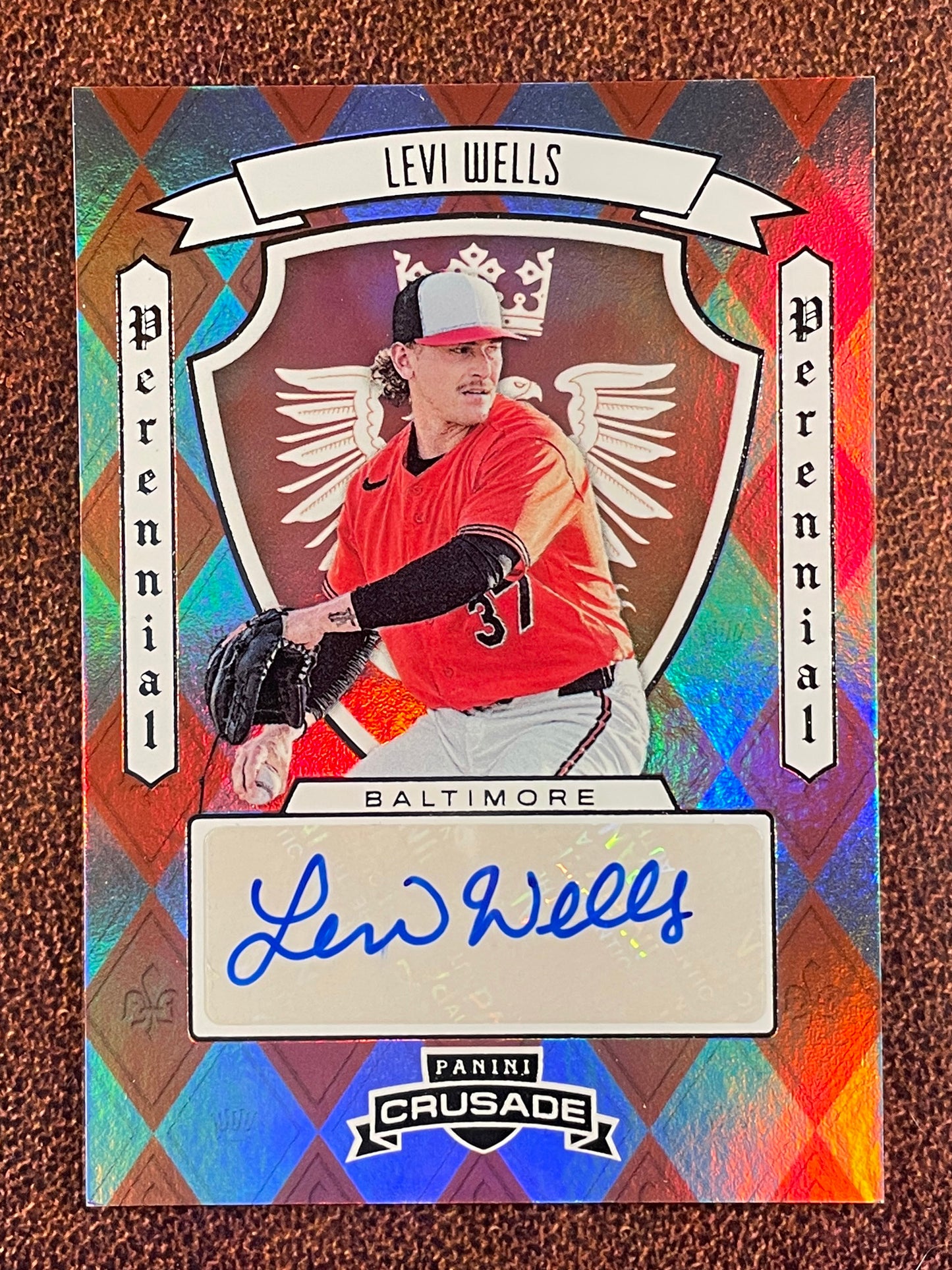 Levi Wells - 2025 Panini Crusade - Perennial Prospect Signatures AUTO - Orioles