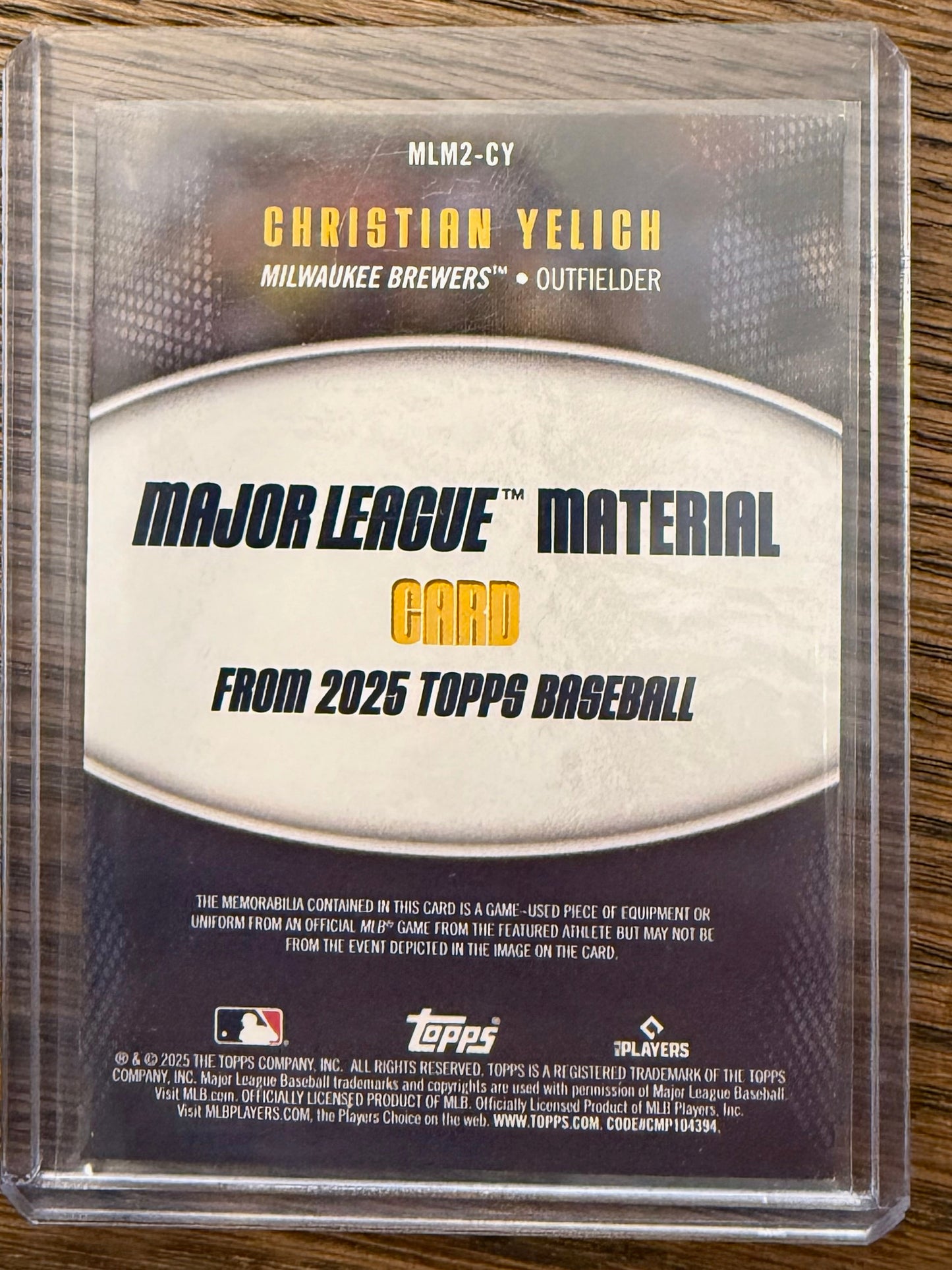 Christian Yelich - 2025 Topps Series 2 - MLM Relic - Milwaukee Brewers