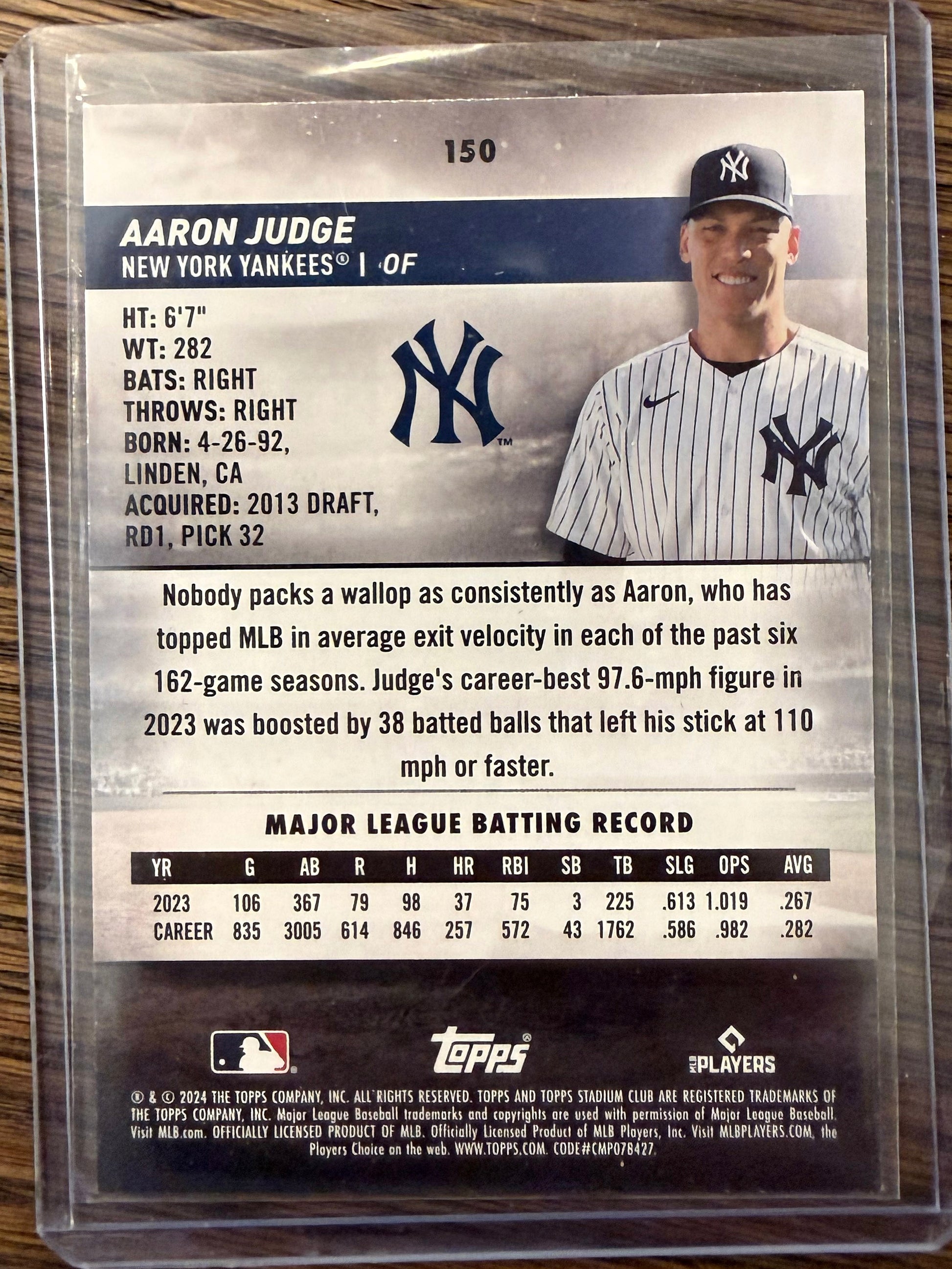 Aaron Judge - 2024 Stadium Club - Black and White - New York Yankees