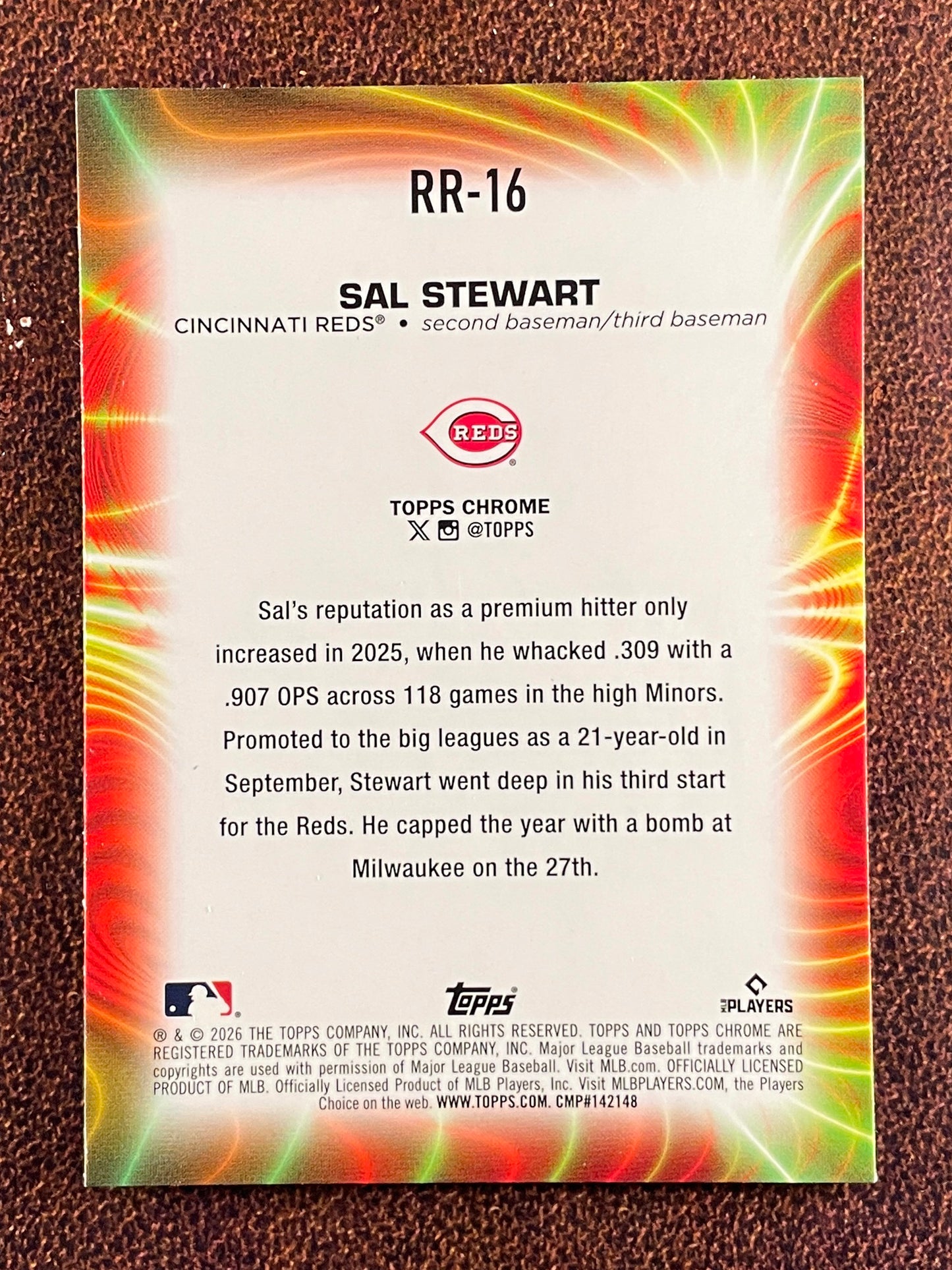 Sal Stewart - 2026 Topps Chrome - Radiating Rookie - Reds