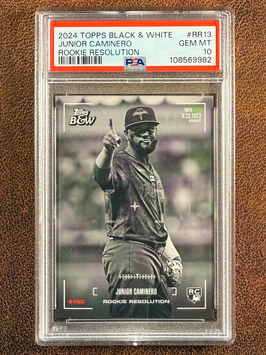 Junior Caminero - 2024 Topps Black & White - Rookie Resolution (PSA 10) - Rays