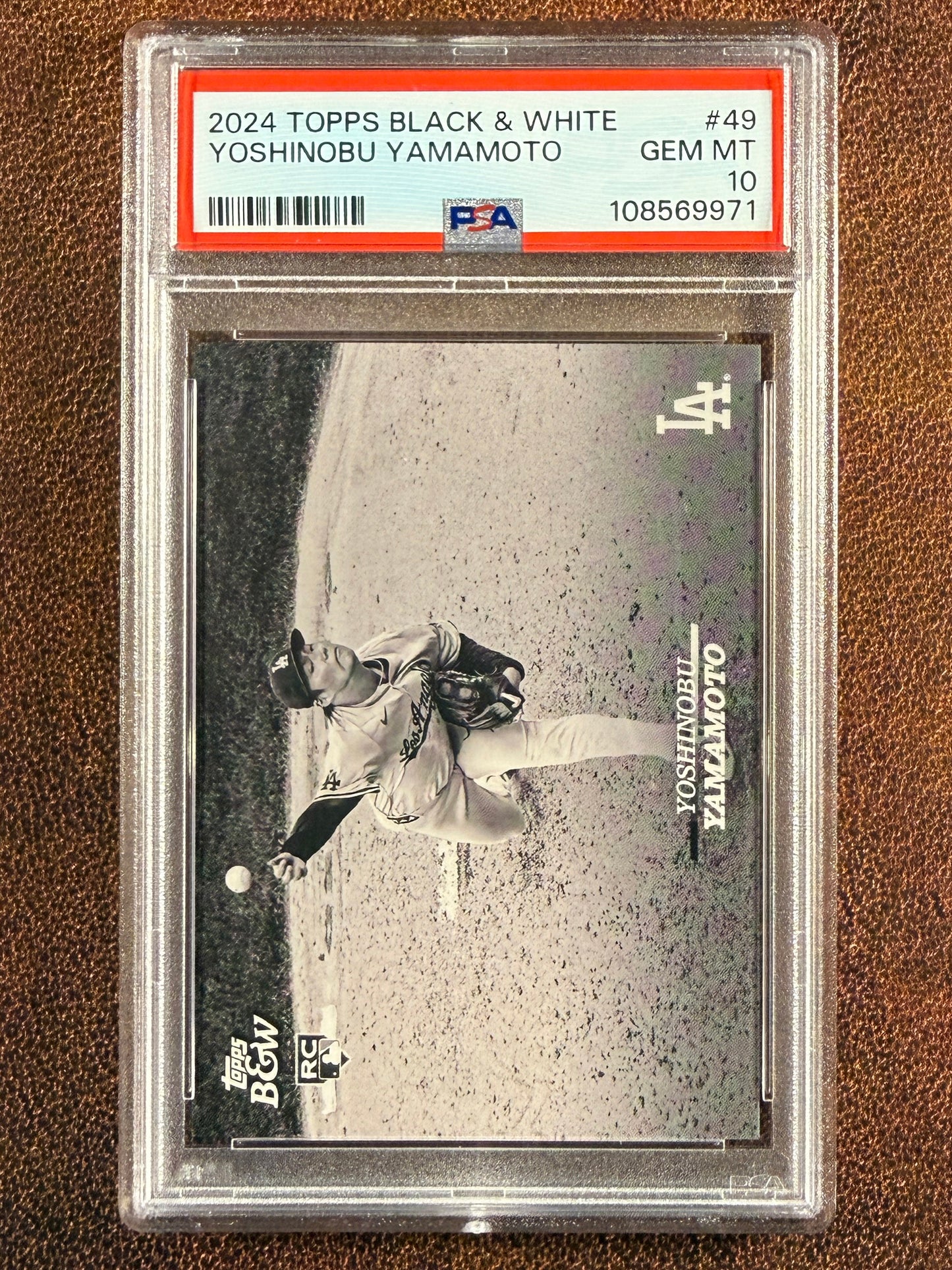 Yoshinobu Yamamoto - 2024 Topps Black & White - Rookie Card #49 (PSA 10) - Dodgers