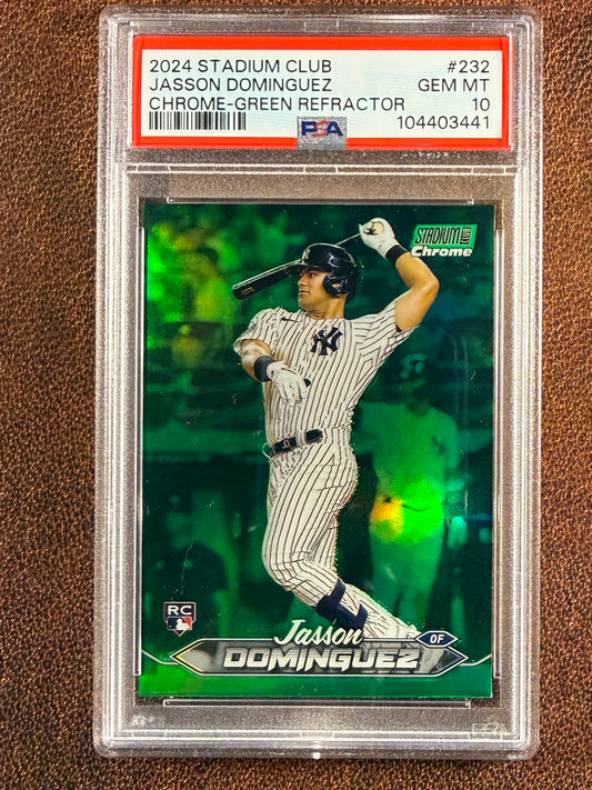 Jasson Dominguez - 2024 Topps Stadium Club - Rookie GREEN Refractor (PSA 10) - Yankees