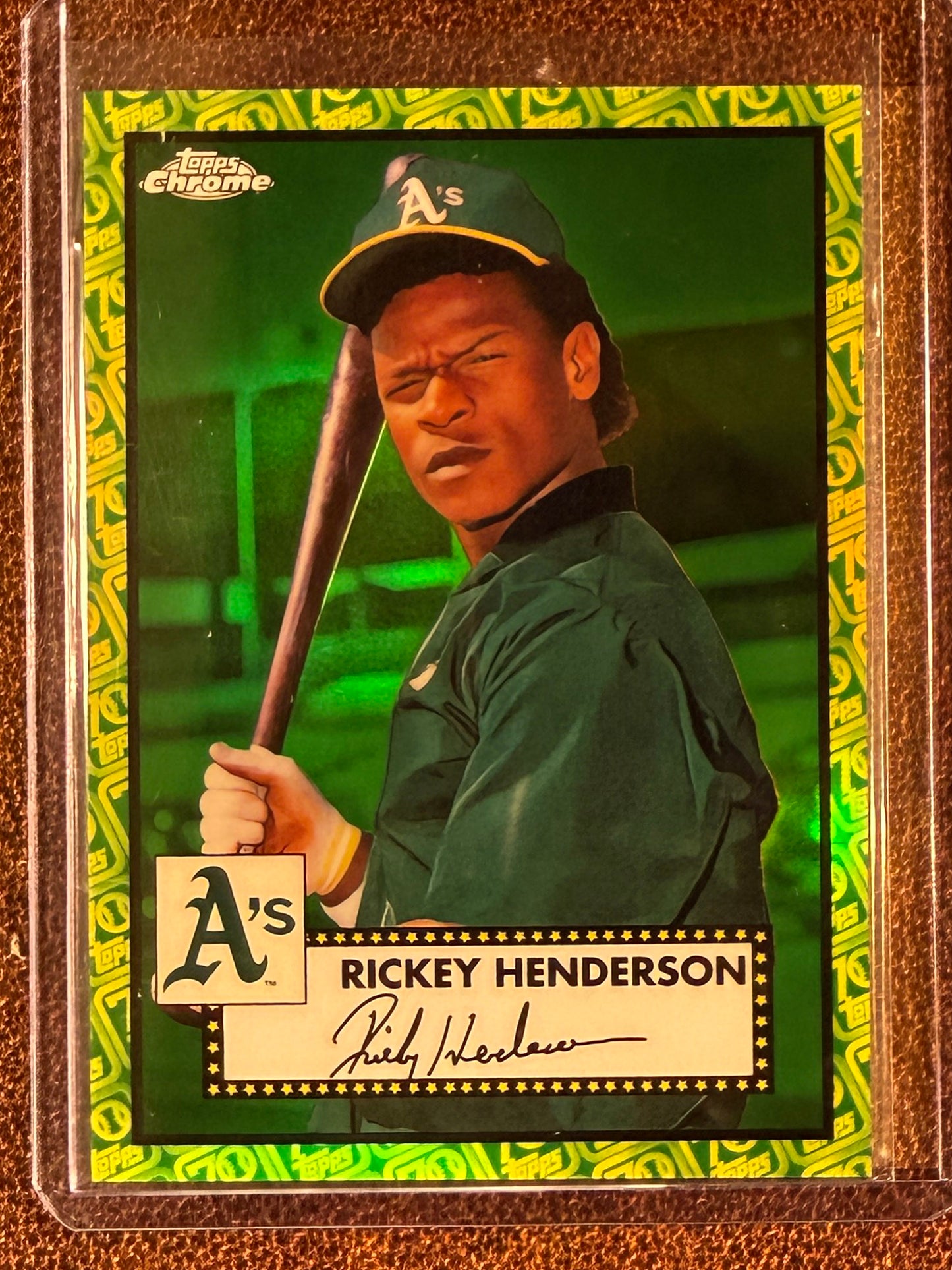 Rickey Henderson - 2021 Topps Chrome Platinum Anniversary - Green Refractor /99 - Athletics