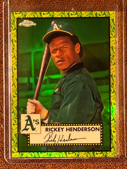 Rickey Henderson - 2021 Topps Chrome Platinum Anniversary - Green Refractor /99 - Athletics
