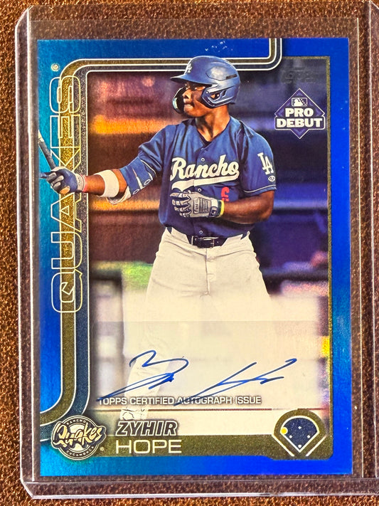 Zyhir Hope - 2020 Topps Archives Signature Series - BLUE Foil AUTO /150 - Dodgers