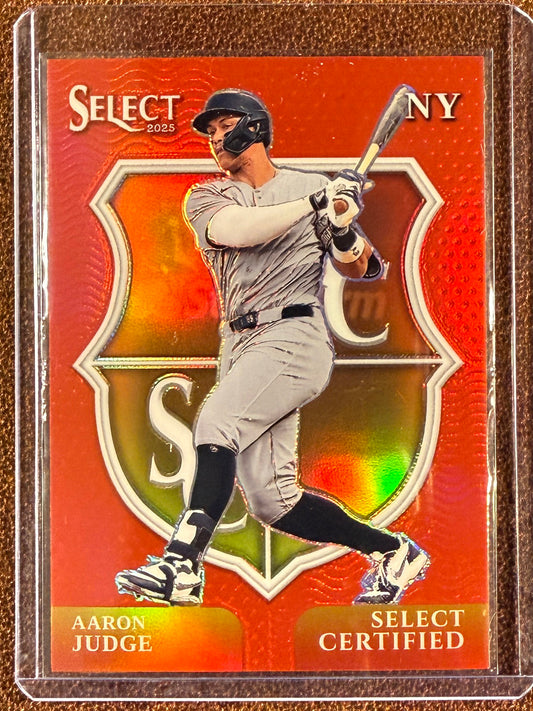 Aaron Judge - 2025 Panini Select - Red Prizm /99 - Yankees