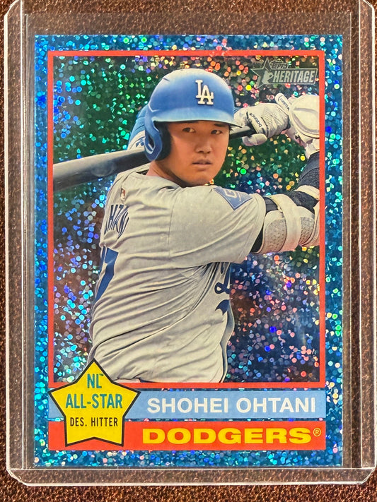 Shohei Ohtani - 2025 Topps Heritage - Chrome Light Blue Sparkle - Dodgers