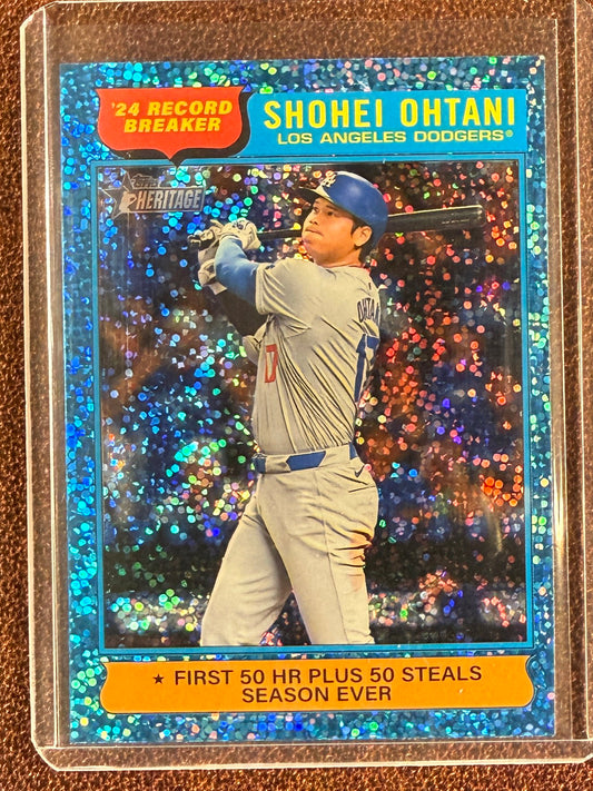 Shohei Ohtani - 2025 Topps Heritage - Record Breakers Chrome Light Blue Sparkle - Dodgers
