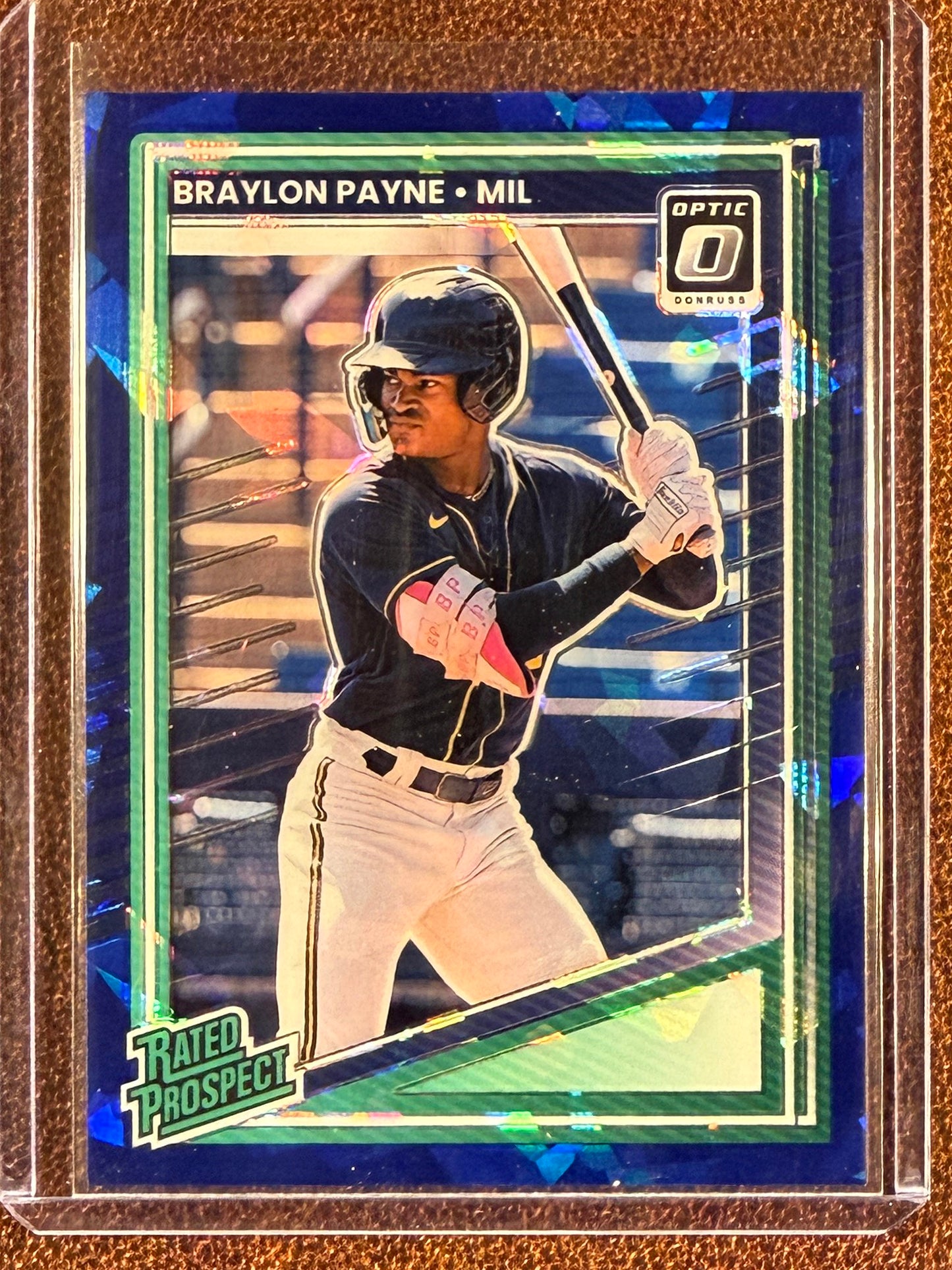 Braylon Payne - 2025 Panini Donruss Optic - BLUE Cracked Ice Prizm /15 - Brewers