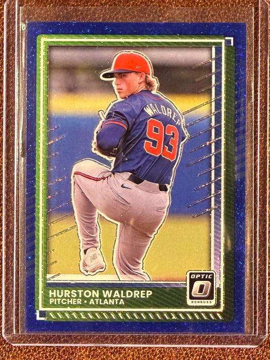 Hurston Waldrep - 2025 Panini Donruss Optic - BLUE Glitter Prizm /8 - Braves