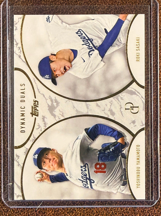 Yoshinobu Yamamoto/Roki Sasaki - 2025 Topps Dynamic Duals - Card #43 - Dodgers