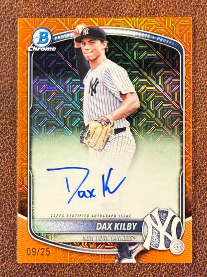 Dax Kilby - 2025 Bowman Chrome Draft - ORANGE Mojo AUTO /25 - Yankees