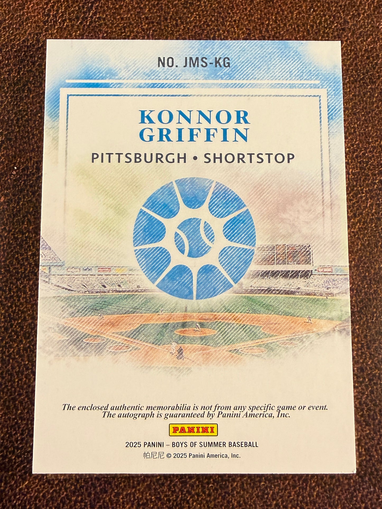 Konnor Griffin - 2025 Panini Boys of Summer - RED Jumbo RELIC AUTO /49 (*Minor Edge Issue*) - Pirates