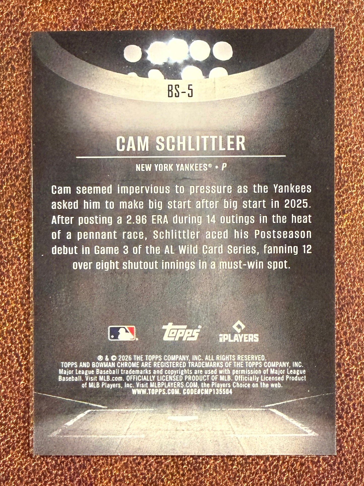 Cam Schlittler - 2026 Bowman Chrome - Rookie Spotlight SSP Case Hit - Yankees