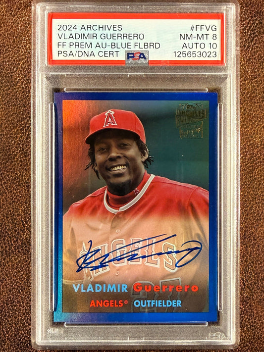 Vladimir Guerrero - 2024 Archives - Fan Favorites Autograph BLUE /25 (PSA 8) - Angels