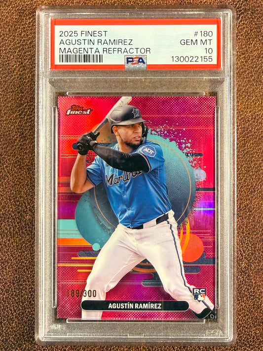 Agustin Ramirez - 2025 Topps Finest - Rookie Magenta Refractor /300 (PSA 10) - Marlins