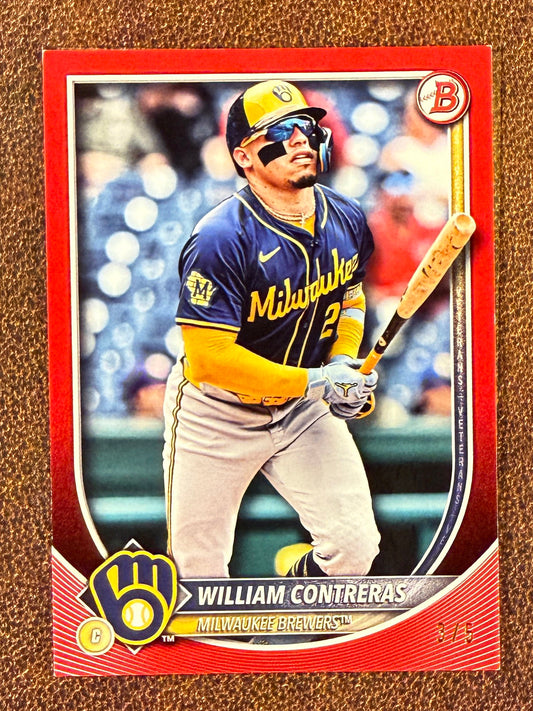 William Contreras - 2025 Bowman - RED Paper /5 (*Slight Corner Whiting*) - Brewers
