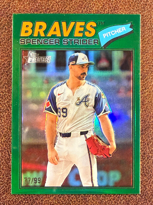 Spencer Strider - 2026 Topps Heritage - GREEN Chrome Refractor /99 - Braves