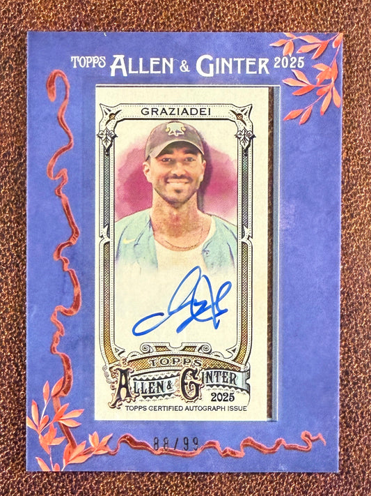 Joey Graziadei - 2025 Allen and Ginter - BLUE Framed Mini AUTO /99 -