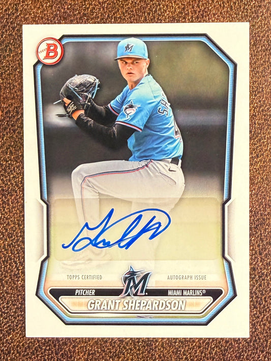 Grant Shepardson - 2026 Bowman - Paper AUTO (*Top Left Corner Issue*) - Marlins