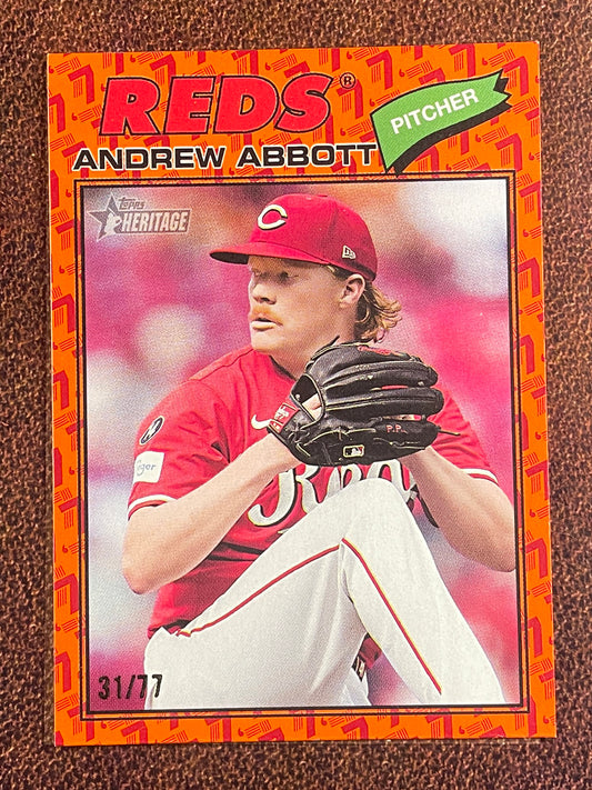 Andrew Abbott - 2026 Topps Heritage - Color of the Year /77 - Reds