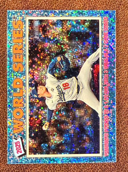 Yoshinobu Yamamoto - 2026 Topps Heritage - World Series Blue Sparkle - Dodgers