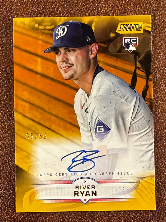 River Ryan - 2025 Topps Stadium Club - Rookie GOLD AUTO /50 - Dodgers