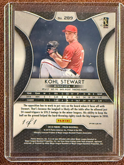 Kohl Stewart - 2019 Panini Prizm - BLACK Finite 1/1 - Twins