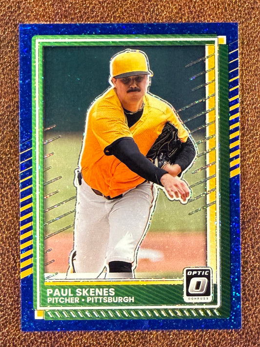 Paul Skenes - 2025 Panini Donruss Optic - BLUE Glitter Prizm /8 - Pirates