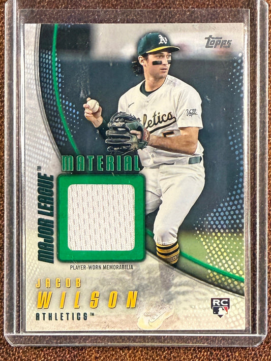 Jacob Wilson - 2025 Topps Update - Rookie Major League Material GREEN /99 RELIC - Athletics