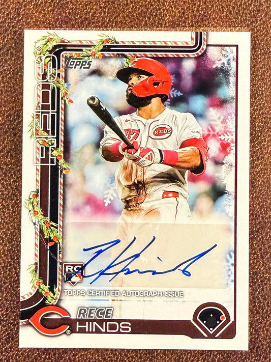 Rece Hinds - 2025 Topps Holiday - Rookie AUTO /200 - Reds