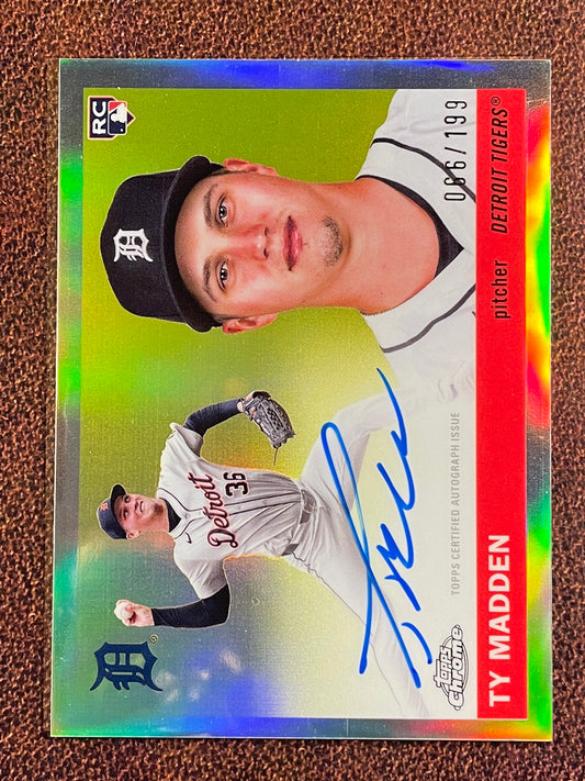Ty Madden - 2025 Topps Chrome Platinum - Rookie Refractor AUTO /199 - Tigers
