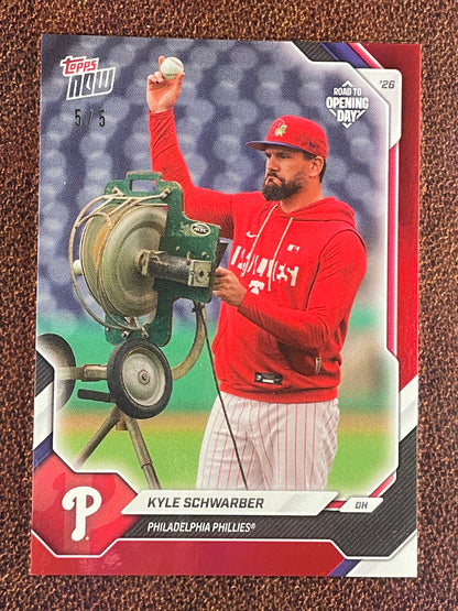 Kyle Schwarber - 2026 Topps Now Road to Opening Day - RED Foil /5 - Phillies