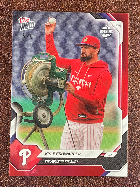 Kyle Schwarber - 2026 Topps Now Road to Opening Day - RED Foil /5 - Phillies