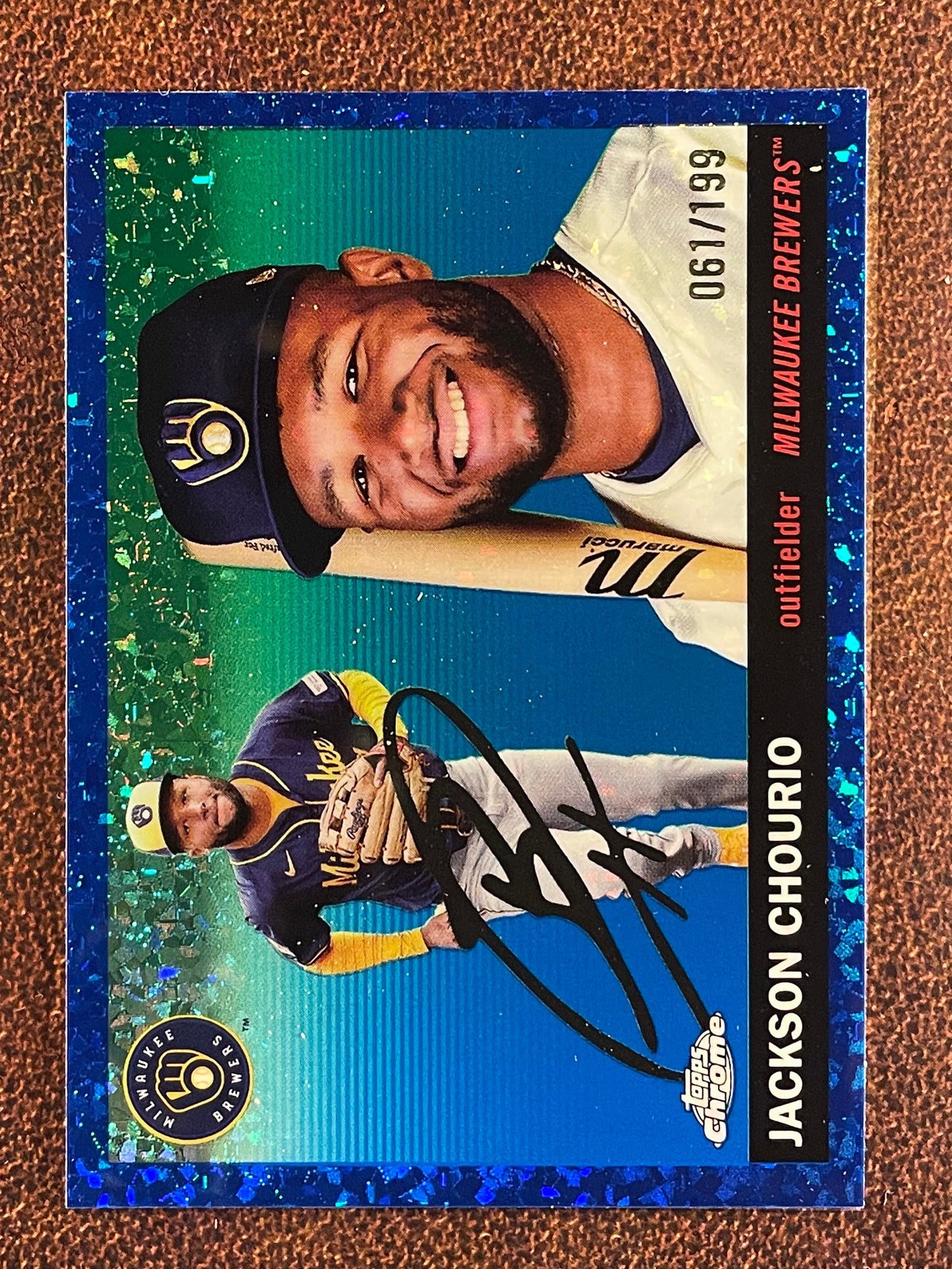 Jackson Chourio - 2025 Topps Chrome Platinum - BLUE Mini-Diamond Refractor /199 - Brewers